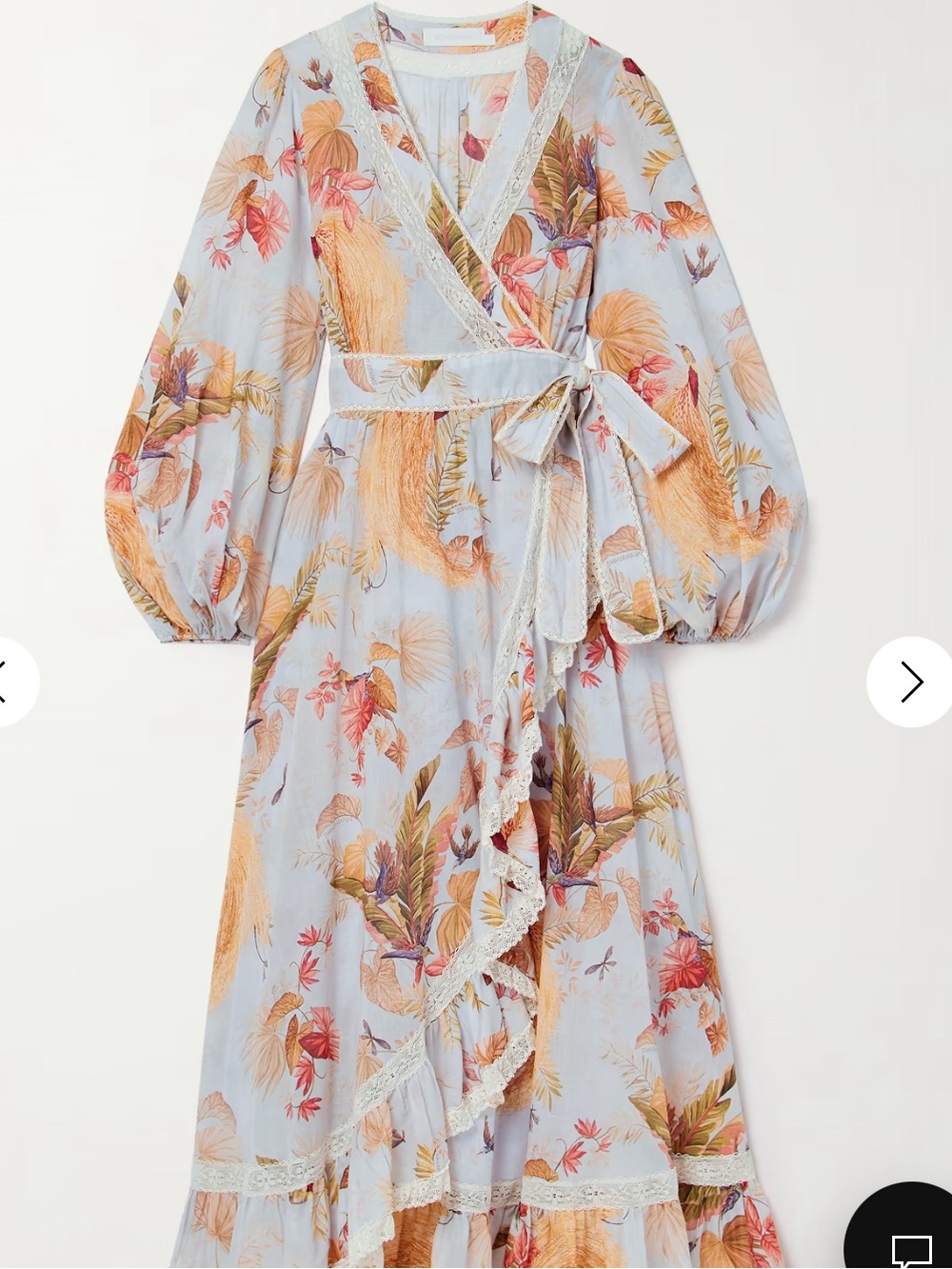 Zimmermann Ascension lace-trimmed tiered printed midi wrap dress NWT Zimm size 0